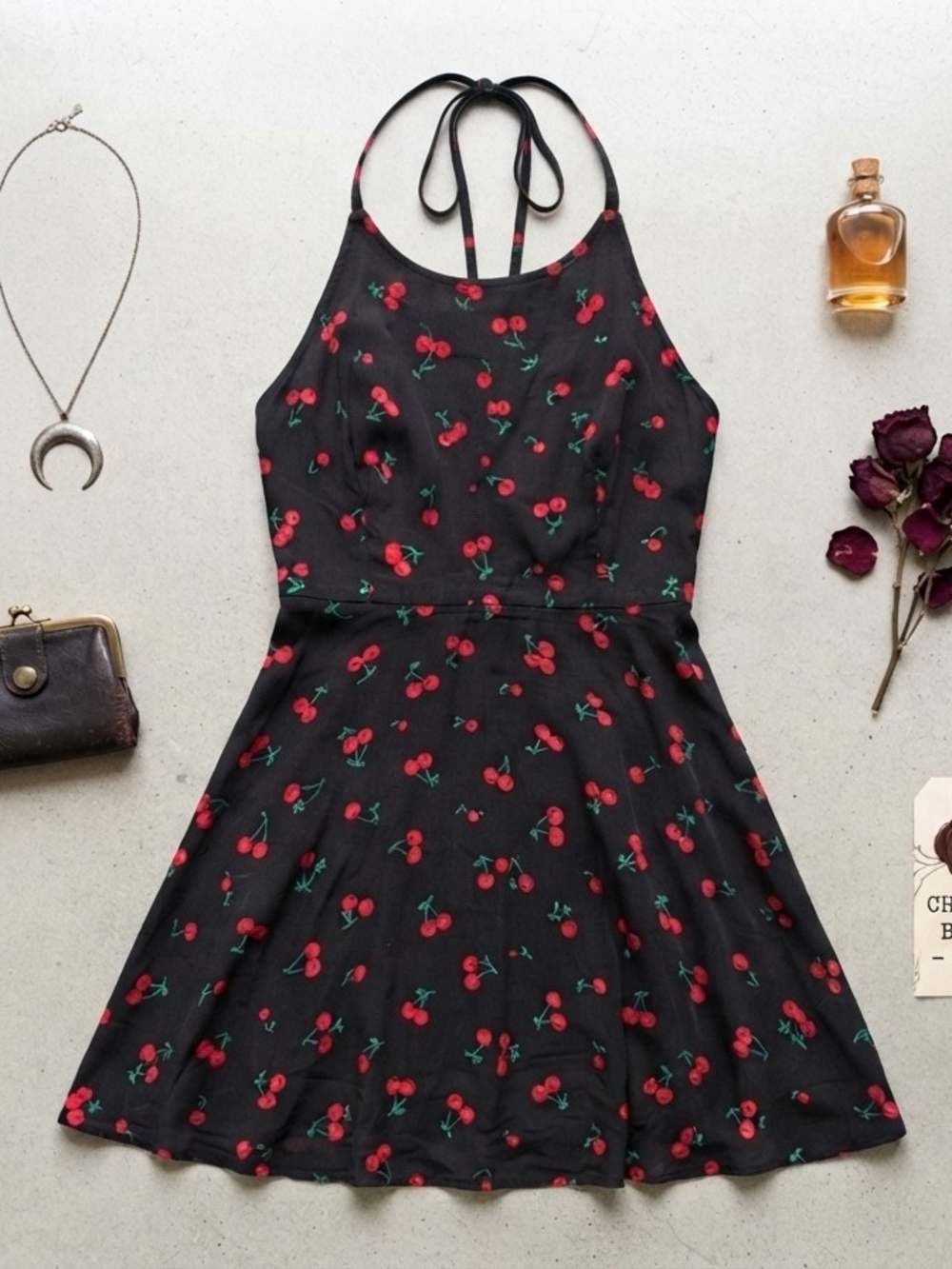 Black Cherry Halter Dress